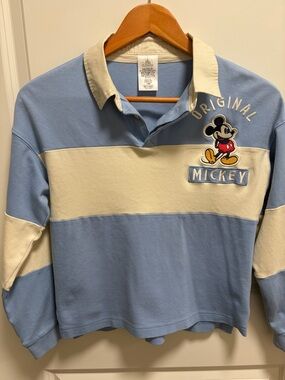 Disney Light Blue & Cream Mickey Rugby Sweatshirt for Kids
